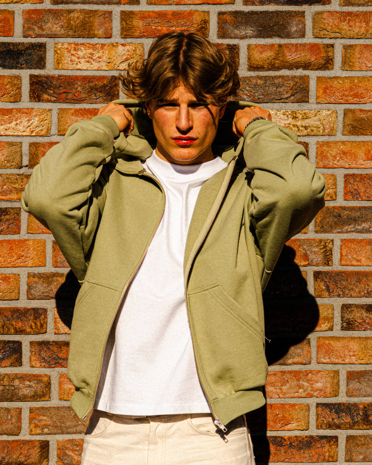 ZIP HOODIE WASHED OLIVE