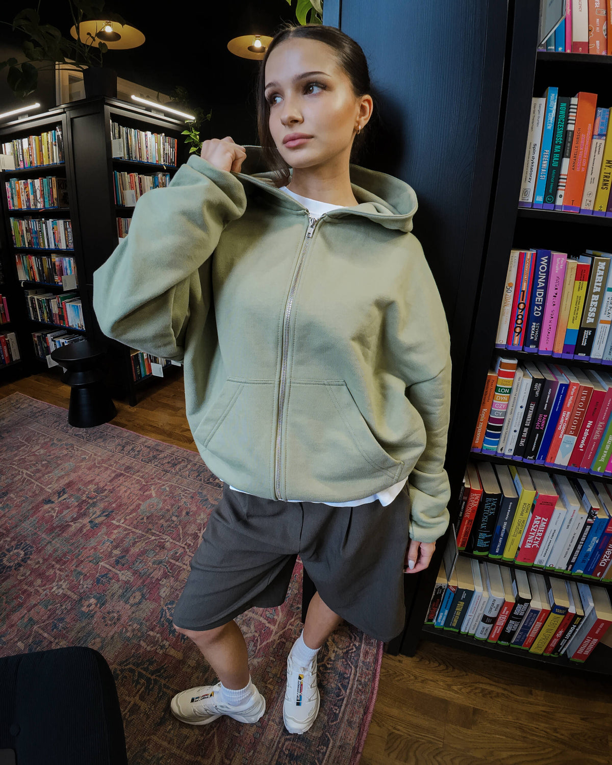 ZIP HOODIE WASHED OLIVE