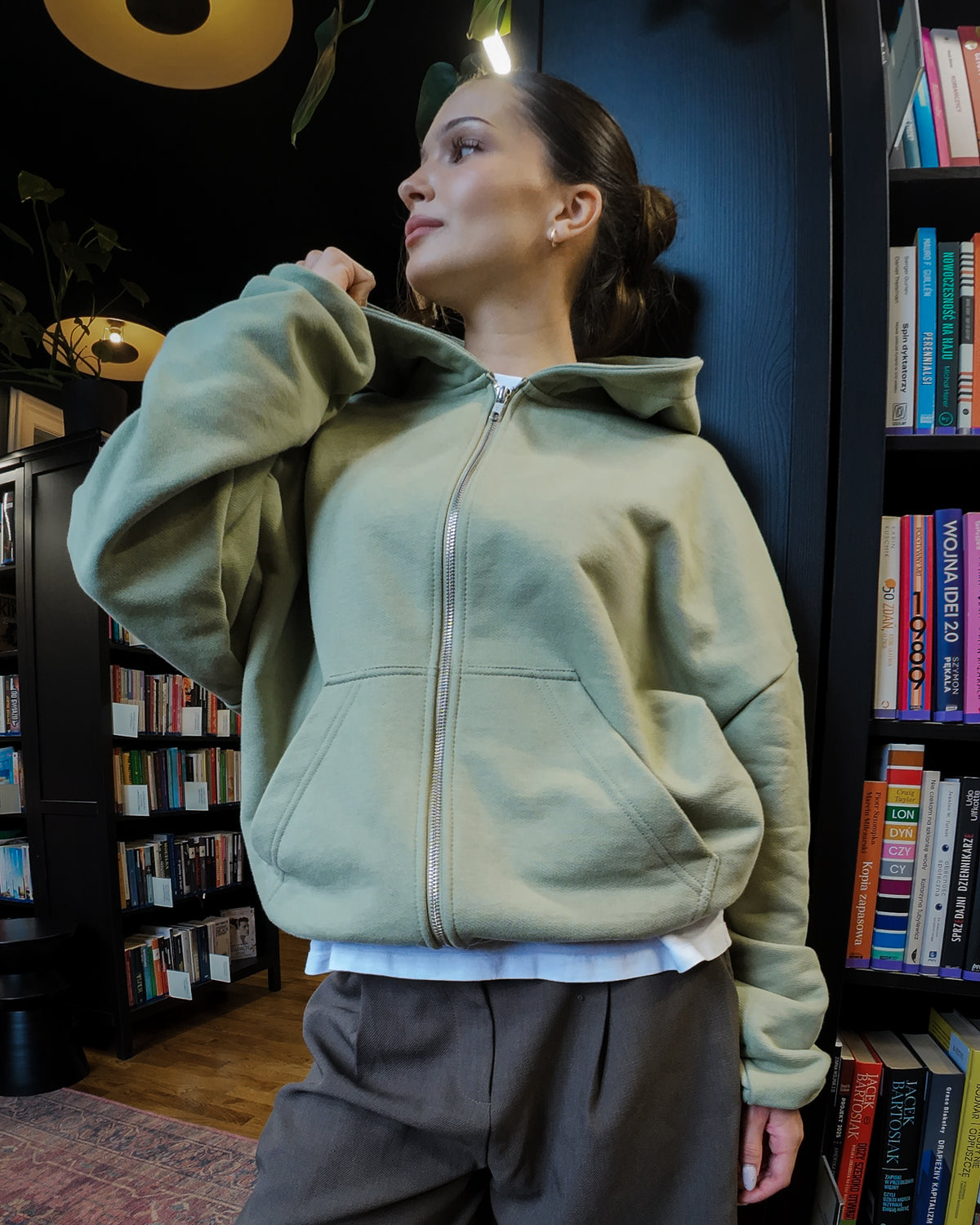 ZIP HOODIE WASHED OLIVE