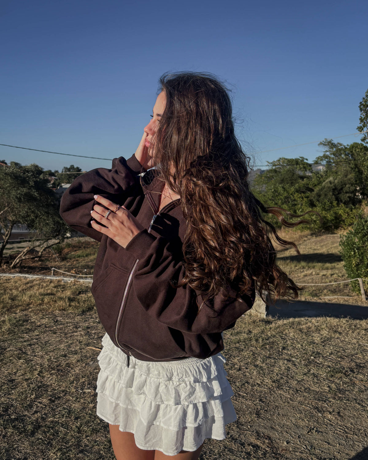 ZIP HOODIE ASH BROWN