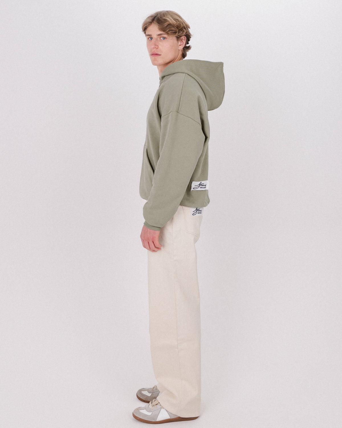 ZIP HOODIE WASHED OLIVE