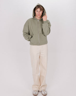 ZIP HOODIE WASHED OLIVE