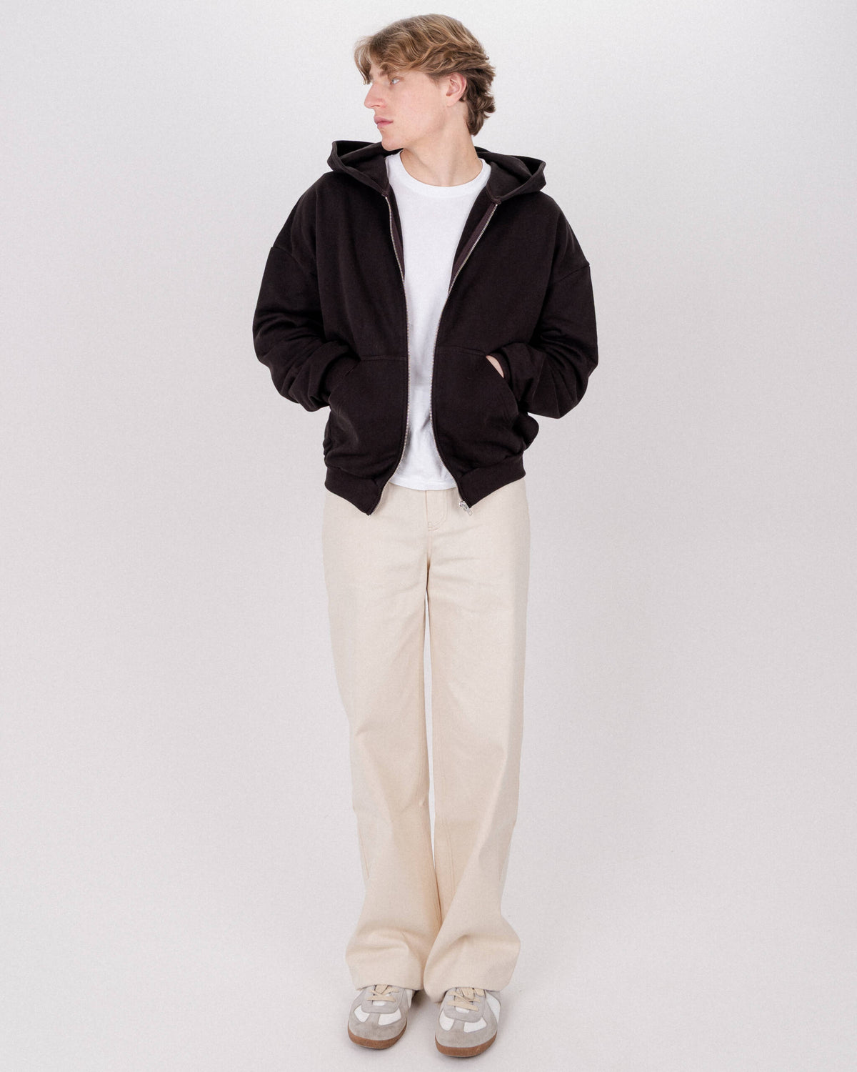 ZIP HOODIE ASH BROWN
