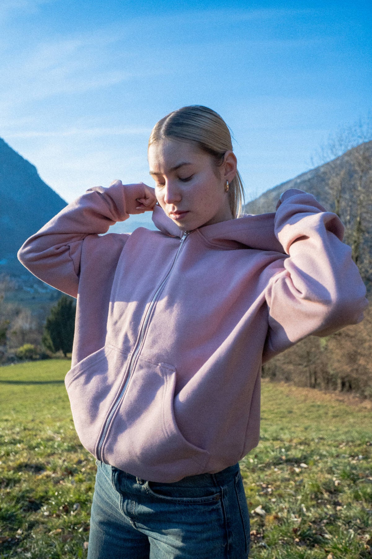 DUSTY ROSE ZIP HOODIE